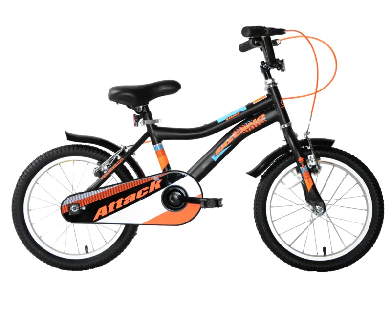 Salcano Attack 16 Inch Wheel Kids Bike Black Orange Blue