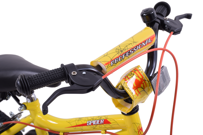  Spider Boys 14 Inch WheelKids Bike with Stabilisers Yellow-3