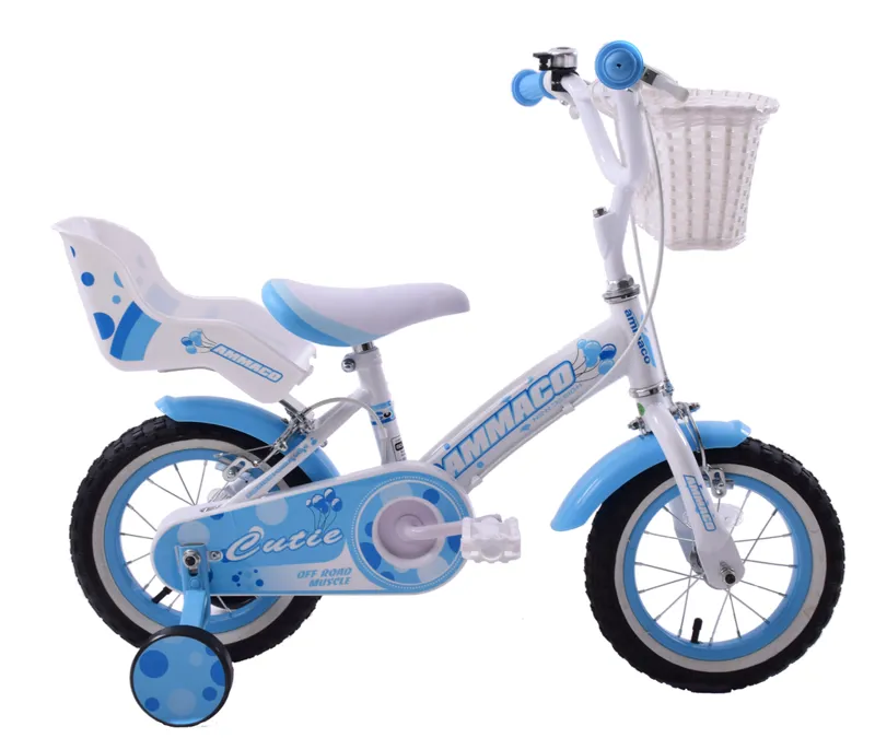 Ammaco Cutie 12 Inch Wheel Kids Bike Blue And White