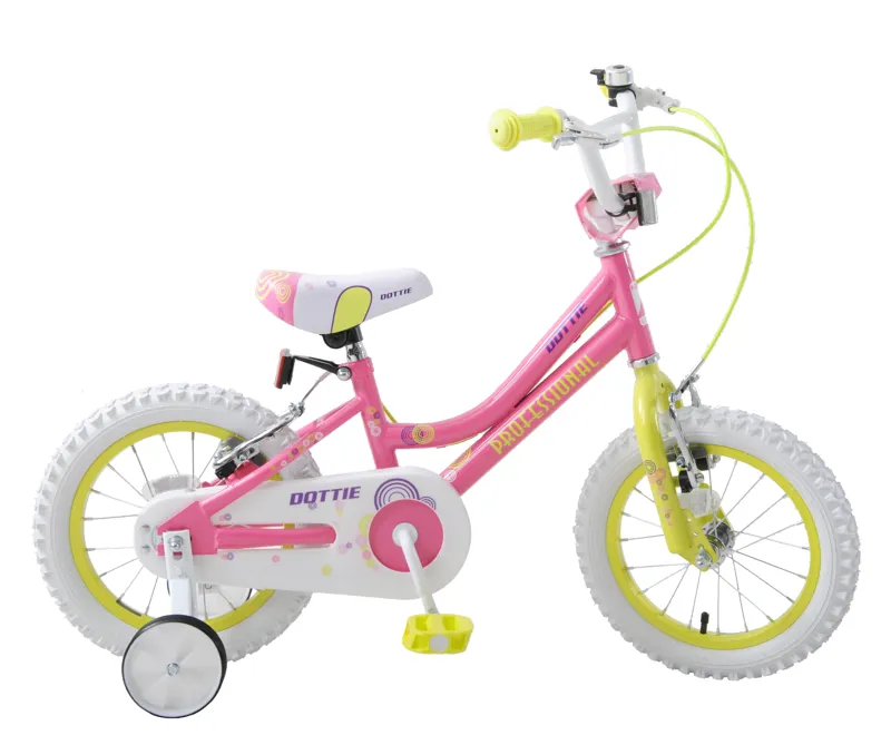 Professional Dottie 14 Wheel Kids Bike Pink and Yellow
