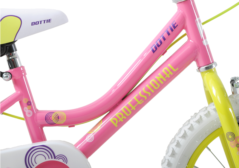 Professional Dottie 16 Inch Wheel Kids Bike Pink and Yellow-1