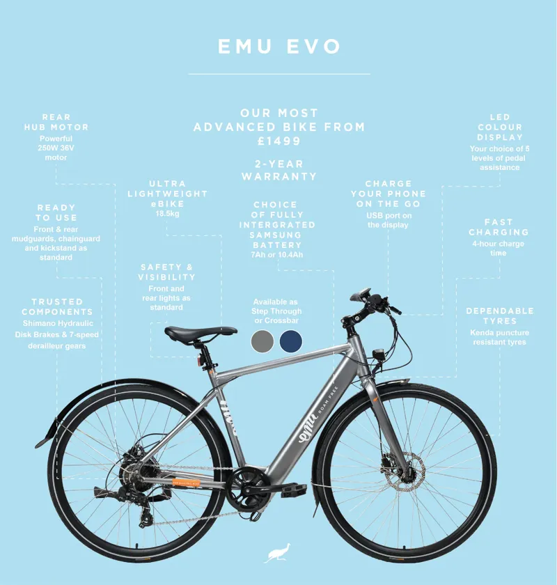 EMU Evo Step Through 700c Wheel Electric Bike Metallic Blue 7Ah-2