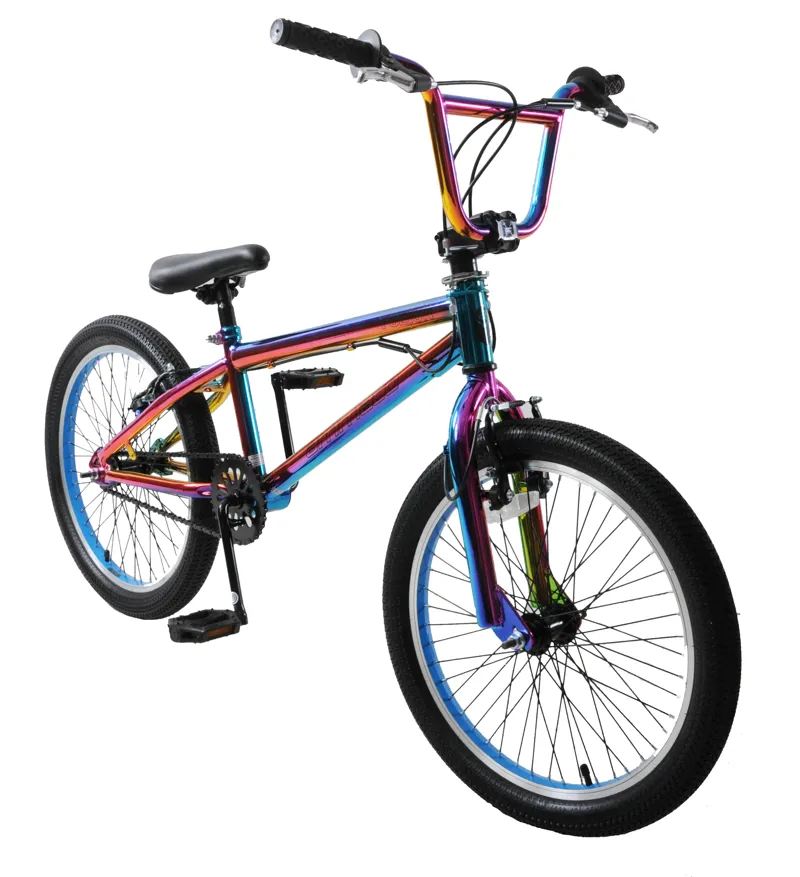 Ammaco Fuzion 16 Wheel BMX Boys Girls Kids Childs Childrens Freestyle Bike Neo-Chrome Rainbow Stunt Pegs Age 6+ 