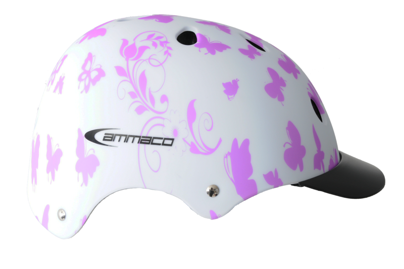 Ammaco ABS Butterfly Helmet White/Pink 53-55cm-5