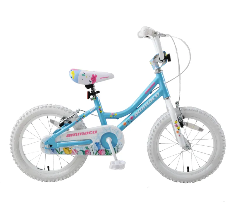 Ammaco Orchid 16 inch Wheel Kids Bike Blue and White
