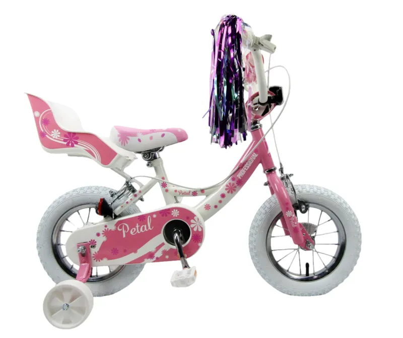 Professional Petal 12 Inch Wheel Kids Bike Pink/White