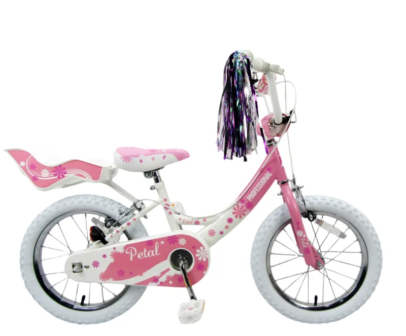 Professional Petal 16 Inch Wheel Kids Bike Pink/White