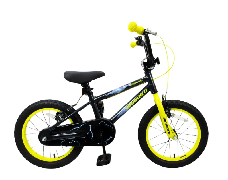 Ammaco Lightning 16 Inch Wheel Kids Bike Black/Yellow