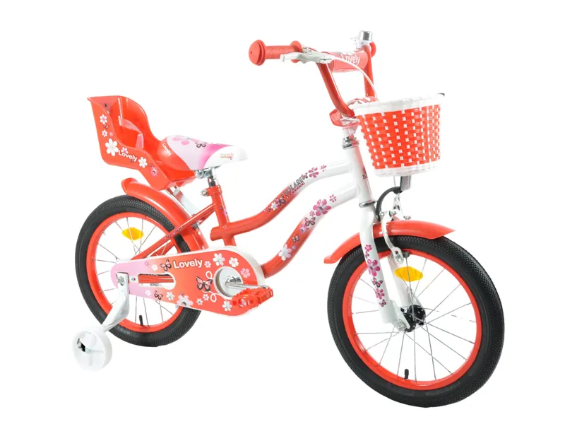 Volare Lovely 16 Inch Wheel Kids Bike Red/White-1