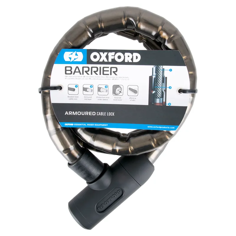 Oxford Barrier Armoured Cable 1.4m x 25mm Smoke-2