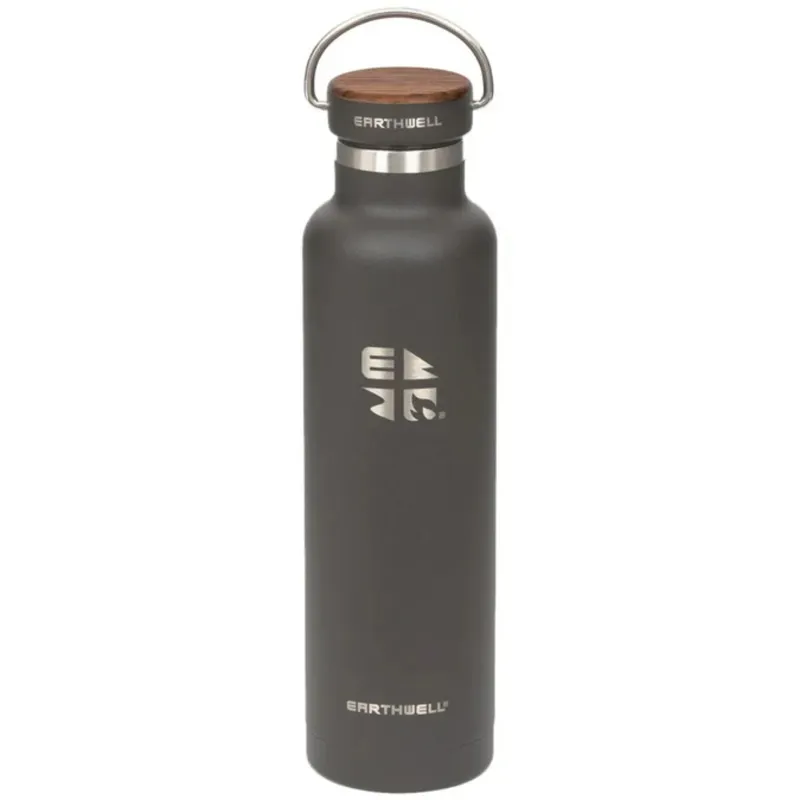 Earthwell Woodie Vacuum Bottle 650ml Walnut Cap/Volcanic Black