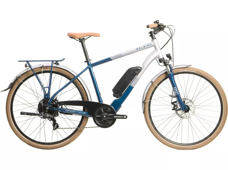 EX-DEMO Raleigh Array 700c Electric Hybrid Bike Silver/Blue 400WH
