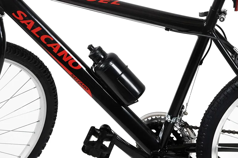 Black Squeezable sports bottle with Black Alloy bottle cage -1