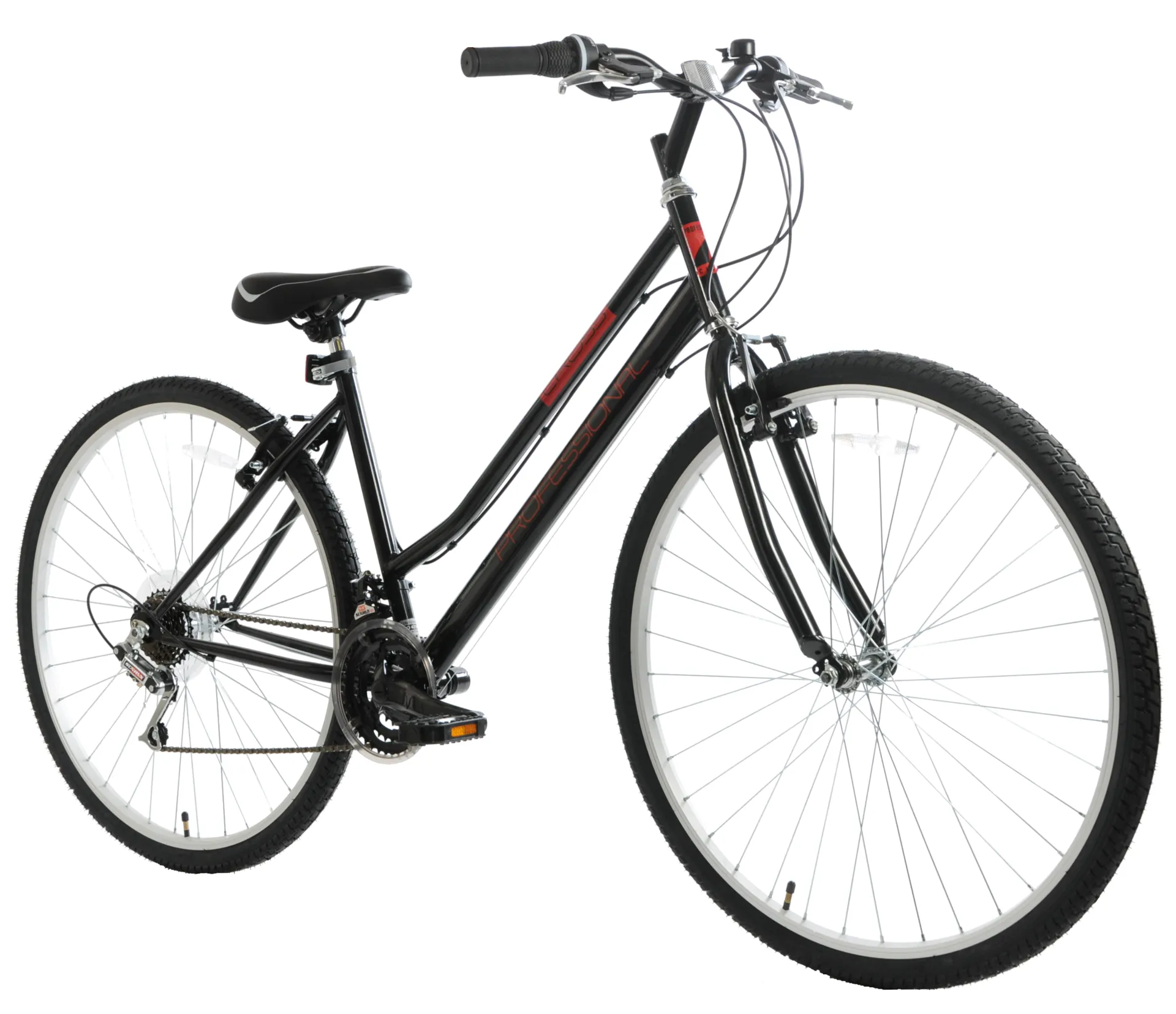 Professional Cross Womens 700c Commuter Hybrid Bike Black and Red