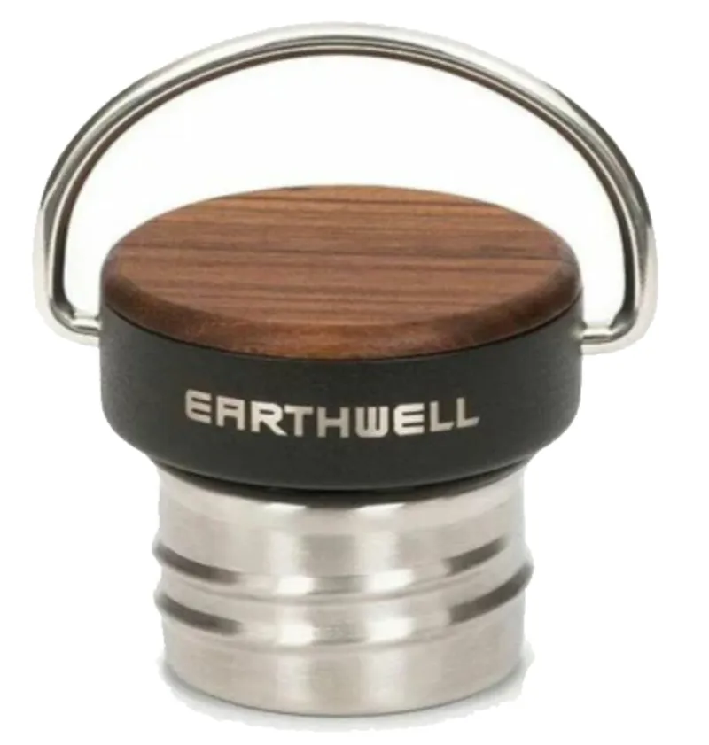 Earthwell Woodie Vacuum Bottle 650ml Walnut Cap/Aqua Blue-1