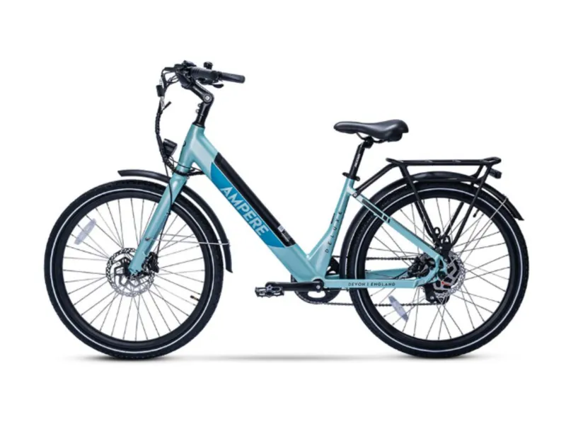 Ampere Deluxe Step Through 26 Inch Wheel Electric Bike Blue 14Ah-1