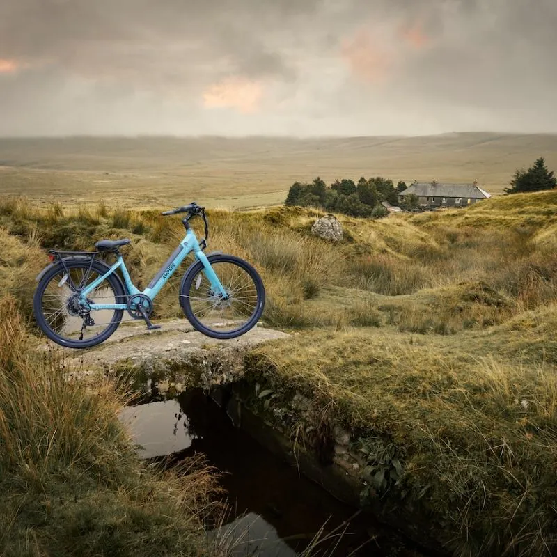 Ampere Deluxe Step Through 26 Inch Wheel Electric Bike Blue-2