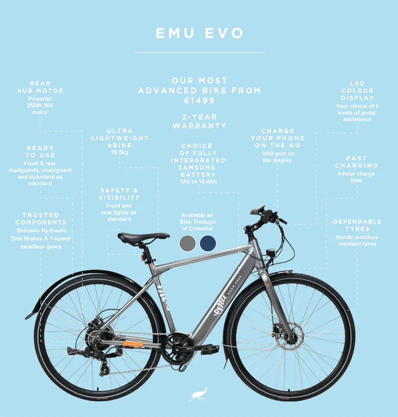 EMU Evo Step Through 700c Wheel Electric Bike Metallic Blue-2