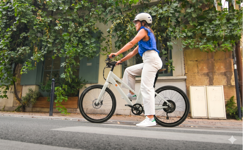 E-Flow City Pro CR-2 Electric Hybrid Bike Step-thru Pearl White 10.4Ah Battery 700c-12