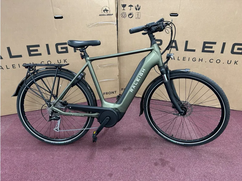 EX-DEMO Raleigh Motus GT 700c Electric Hybrid Bike Green 500Wh-1