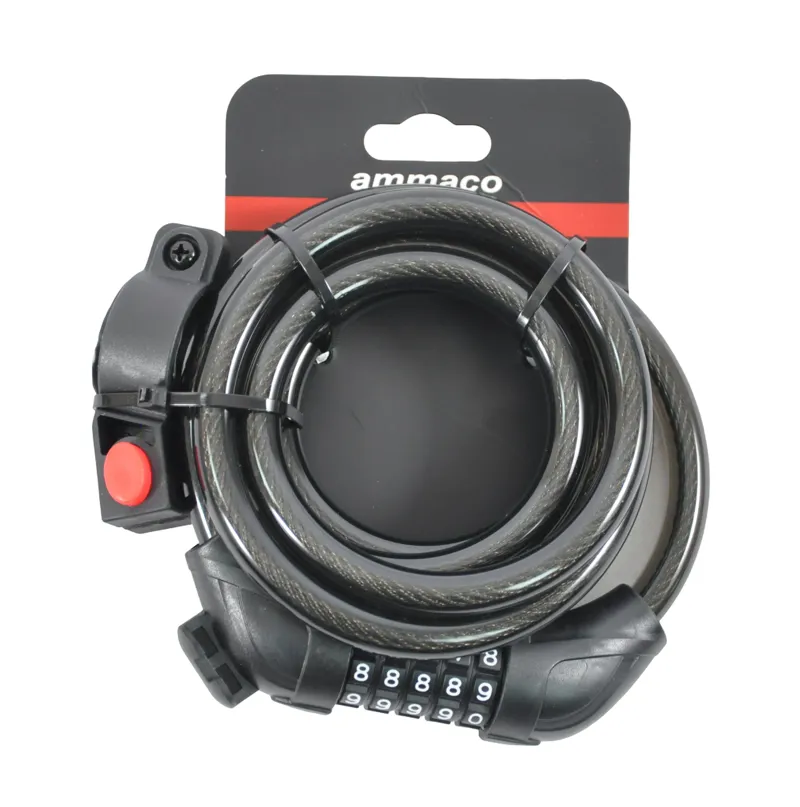 Ammaco 12mm x 1800mm Combi Cable Lock Black-1