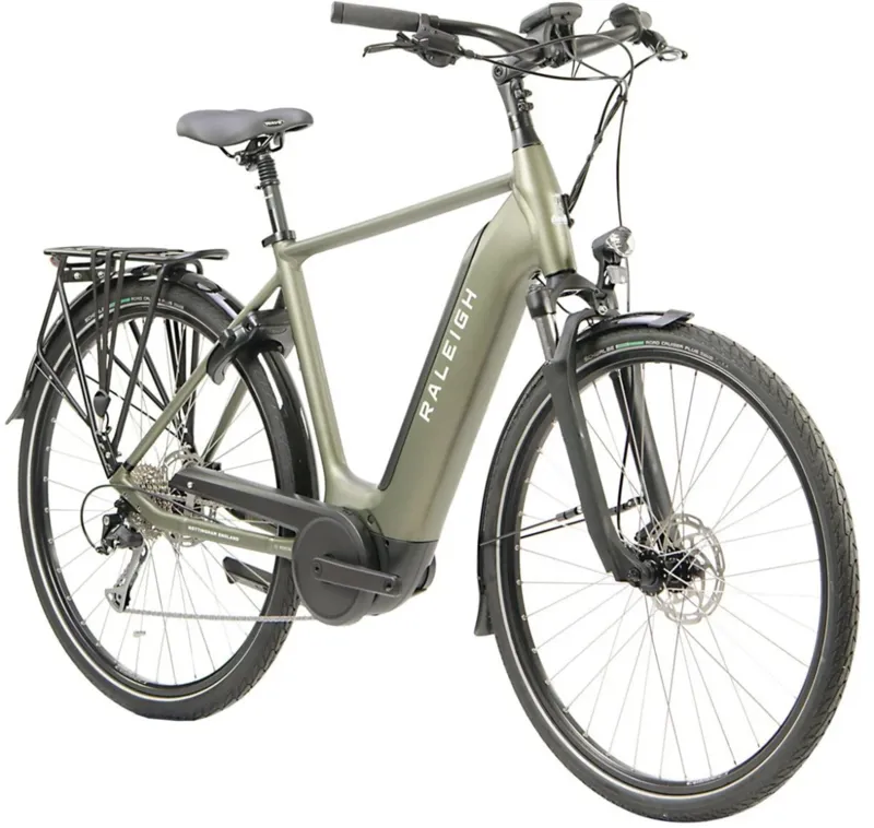 Raleigh Motus GT Crossbar 700c Wheel Electric Hybrid Bike Green-1