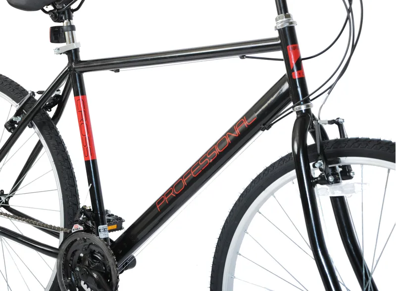 Professional Cross Commuter Mens Hybrid Bike Black and Red-1