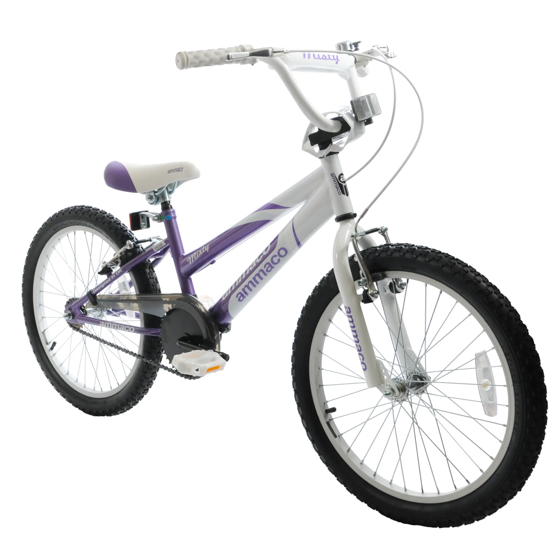 Ammaco Misty Girls BMX 20 Inch Wheel Kids Bike White and Purple