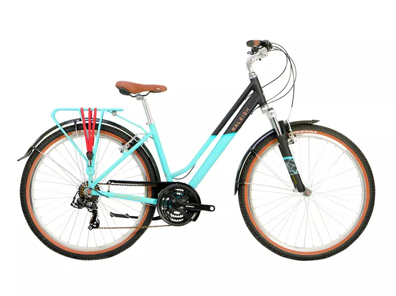 Raleigh Pioneer Trail 27.5 Inch Wheel Commuter Hybrid Bike Aqua/Silver