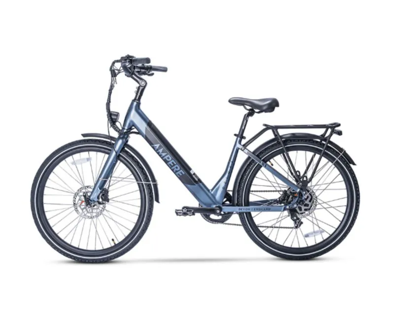 Ampere Deluxe Step Through 26 Inch Wheel Electric Bike Blue 10Ah-1