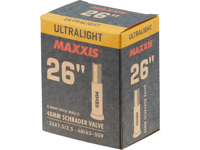 Maxxis Ultralight Mountain Bike 26 x 1.9 Schrader Inner Tube-3
