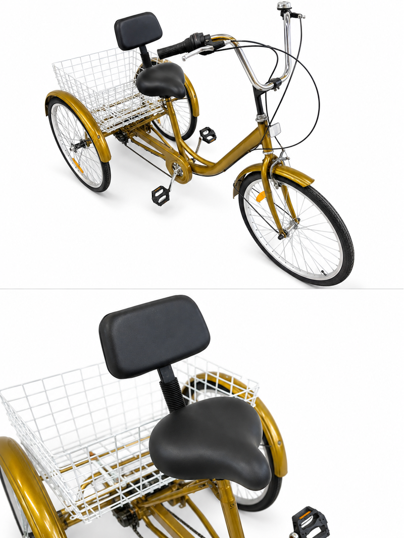 Used Adult Gold Tricycle 24 Inch Wheel-4