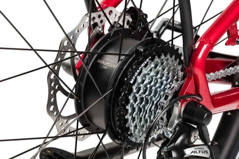 Wisper Wayfarer 27.5 Inch Electric Bike Hub Drive Step Through Red-6