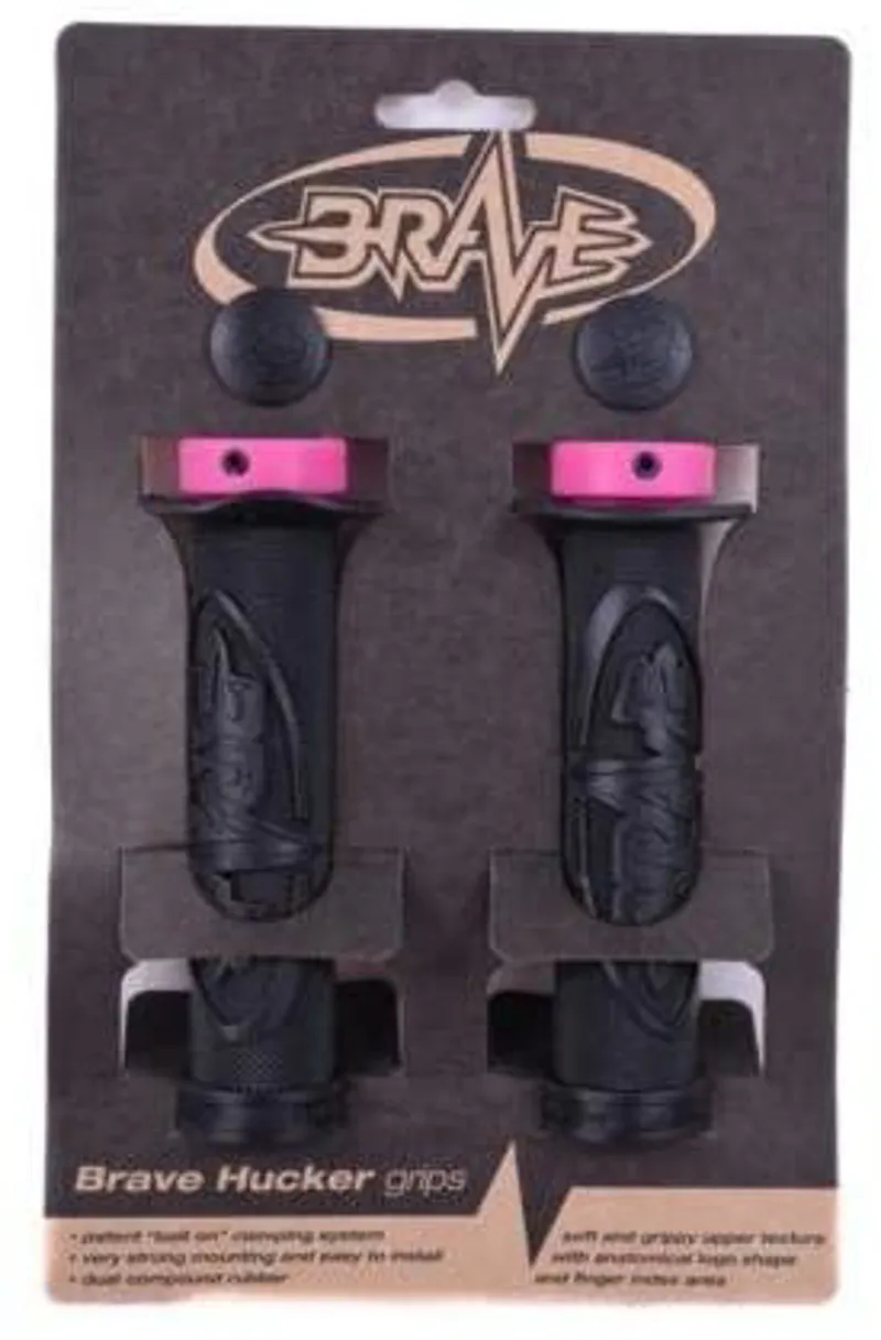Brave Hucker Lock On Handlebar Grips Black and Pink-1