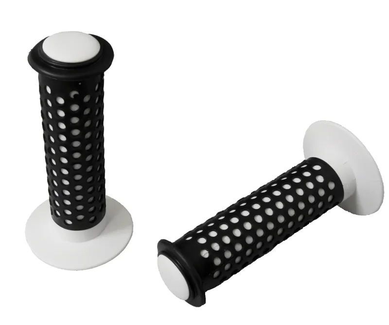 BMX Flanged Black/White Handlebar Grips-4