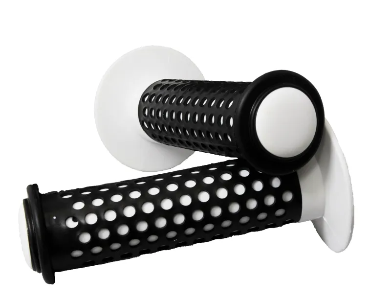 BMX Flanged Black/White Handlebar Grips-2