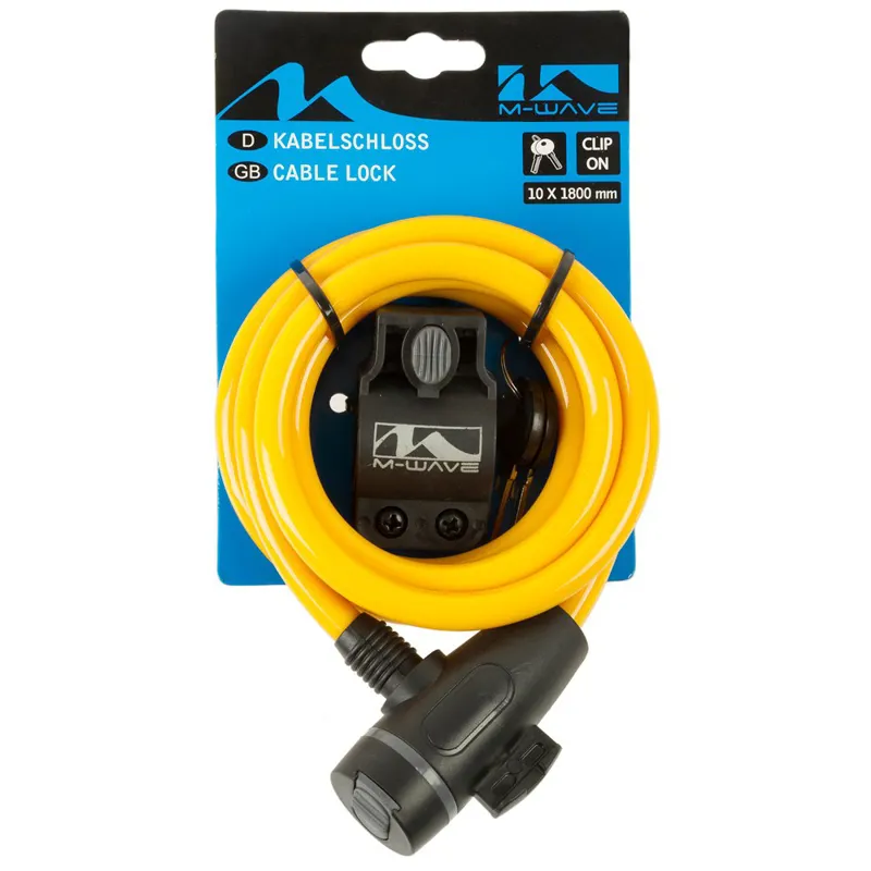 M-Wave Cable Lock 10 x 1800mm Yellow-1