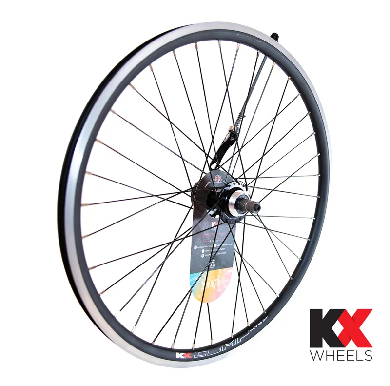 KX Junior 24 Inch Doublewall Q/R Axle ScrewOn Wheel Disc or Rim Brake in Black Rear