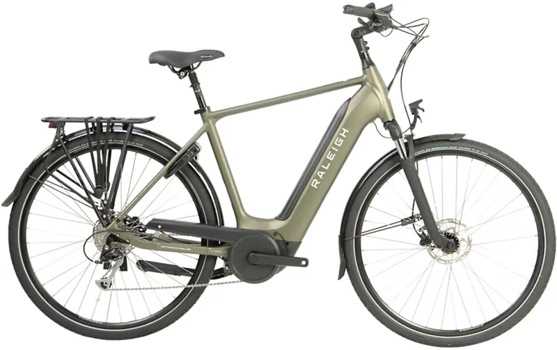 Raleigh Motus GT Crossbar 700c Wheel Electric Hybrid Bike Green