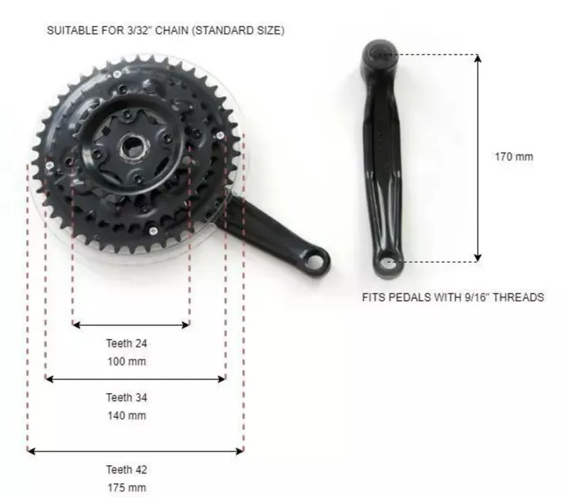 Neco Triple Chainset 170mm 24/34/42T Black-2