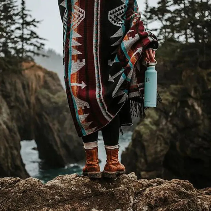 Earthwell Woodie Vacuum Bottle 650ml Maple Cap/Aqua Blue-2