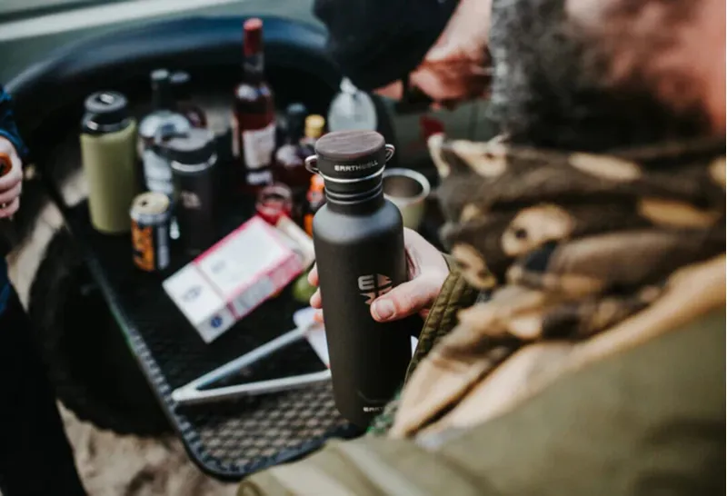 Earthwell Woodie SW Bottle 800ml Walnut Cap/Aqua Blue-2