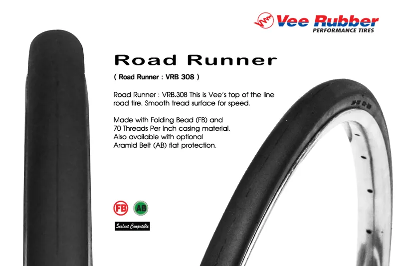 Vee Rubber Road Runner 700 x 23c Folding Tyre Black-1